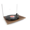 rega planar 1 noyer vue de coté avec capot ouvert