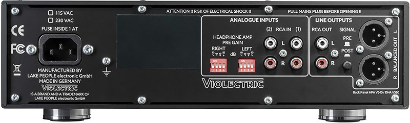 VIOLECTRIC HPA V340 connectique