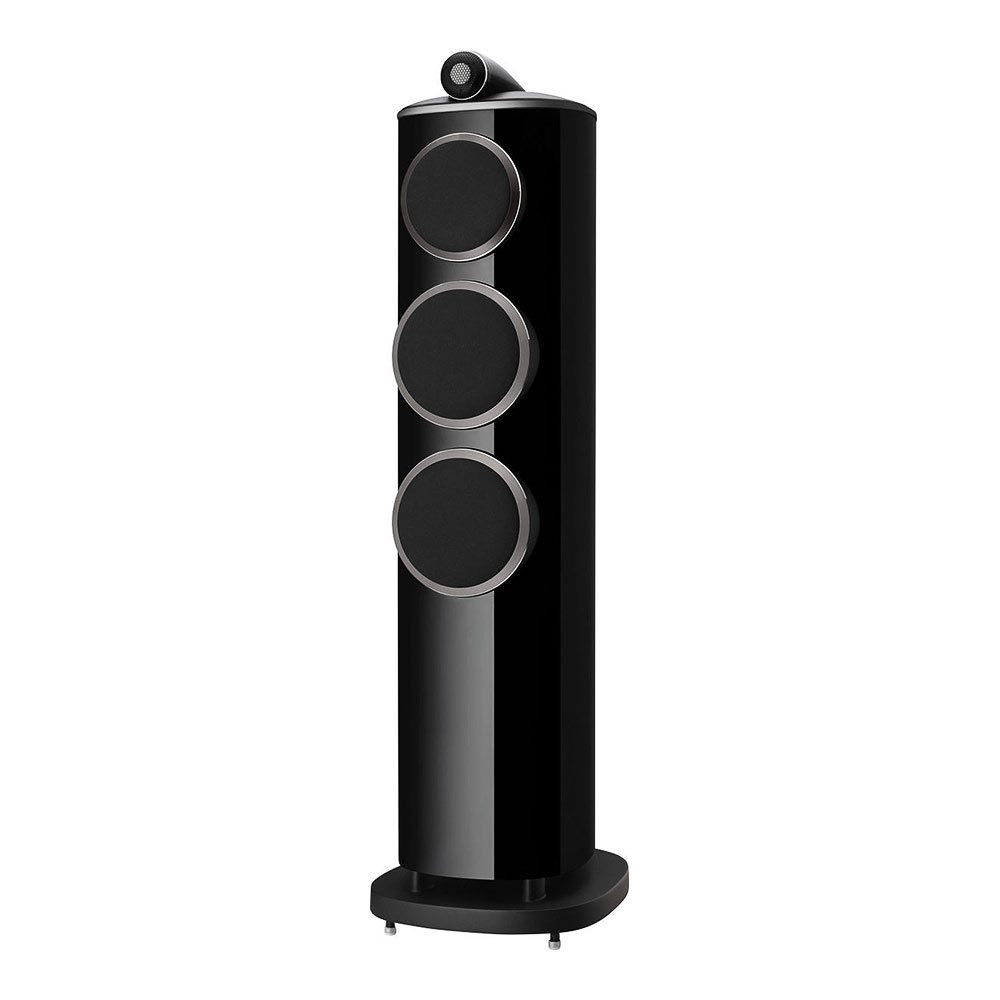 Bowers Wilkins 804 D4 noir laque vue cote grille