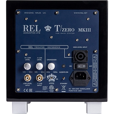 Subwoofer Rel Tzero MKIII réglages et connectique