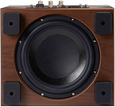 Woofer de 10 pouces orienté vers le bas du REL Classic 98