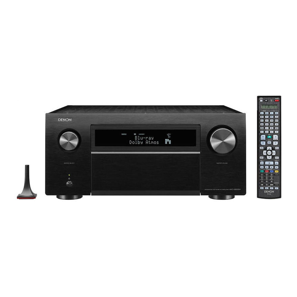 Denon AVC X8500HA noir µvue de face avec correction de piece et télécommande