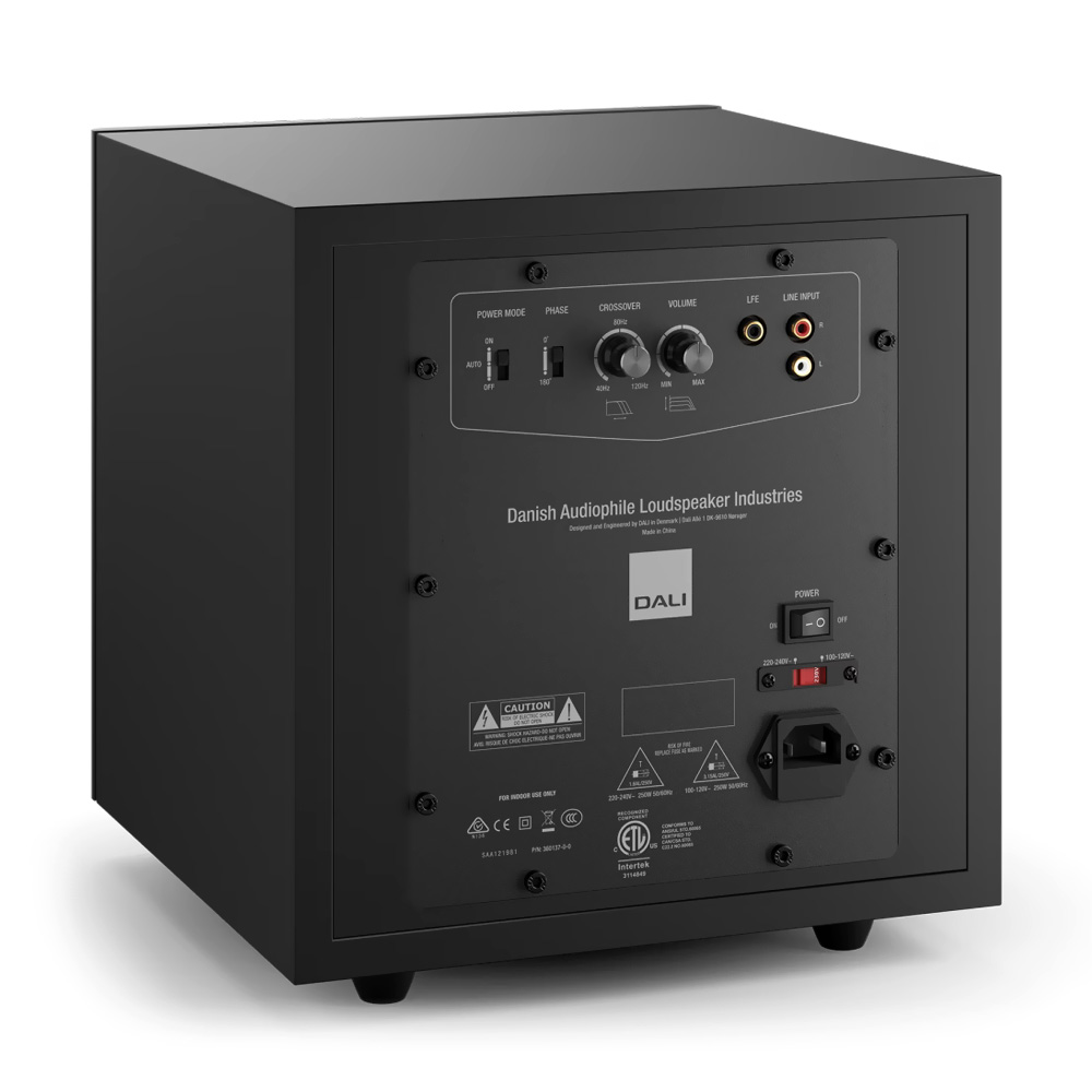 caisson de basses DALI Sub E 9 F noir vue arrière oblique