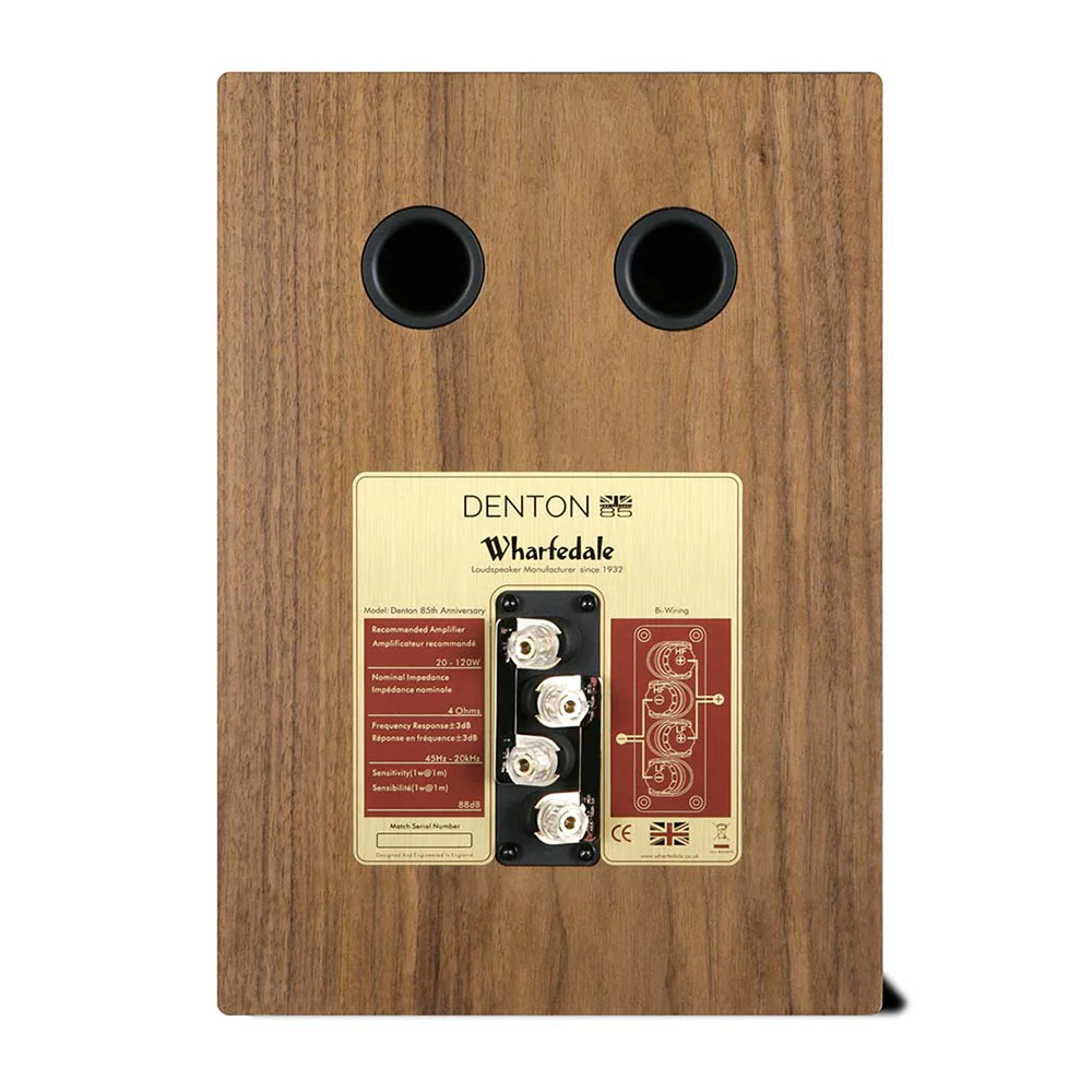 enceinte bibliothèque Wharfedale Denton 85 noyer face arrière enceinte bibliothèque Wharfedale Denton 85 noyer face arrière