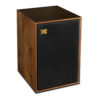 enceinte bibliothèque Wharfedale Denton 85 noyer vue oblique droite avec grille