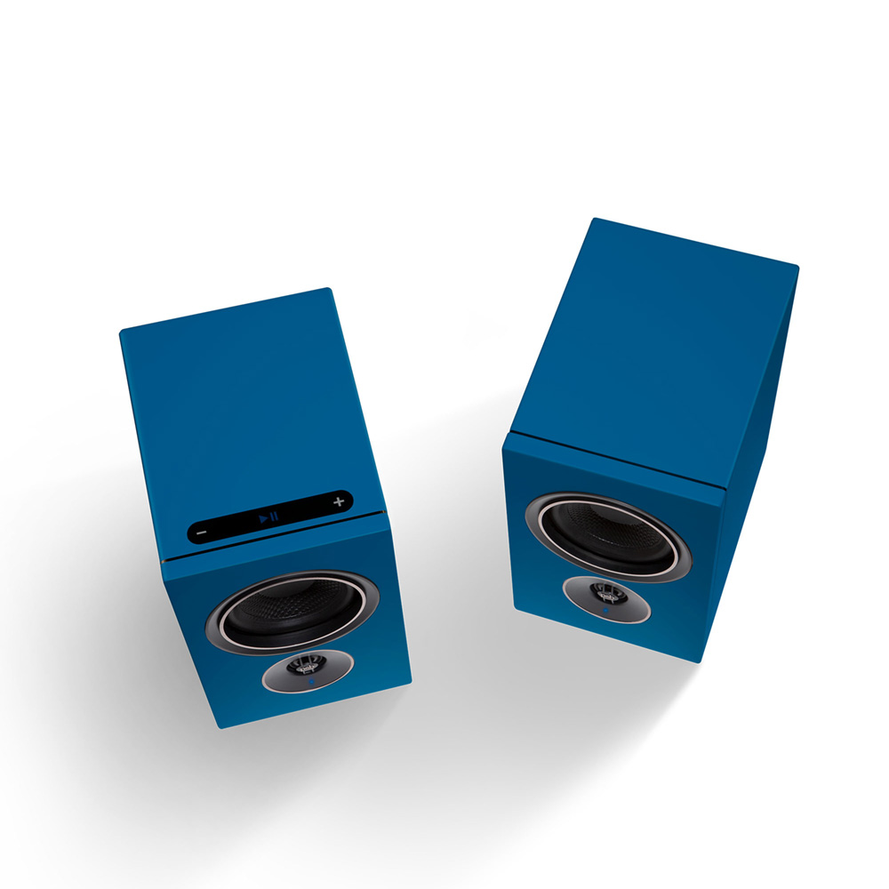 Enceintes PSB Speakers Alpha iQ bleu minuit vue du dessus