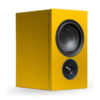Enceintes PSB Speakers Alpha iQ jaune tangerine vue de coté