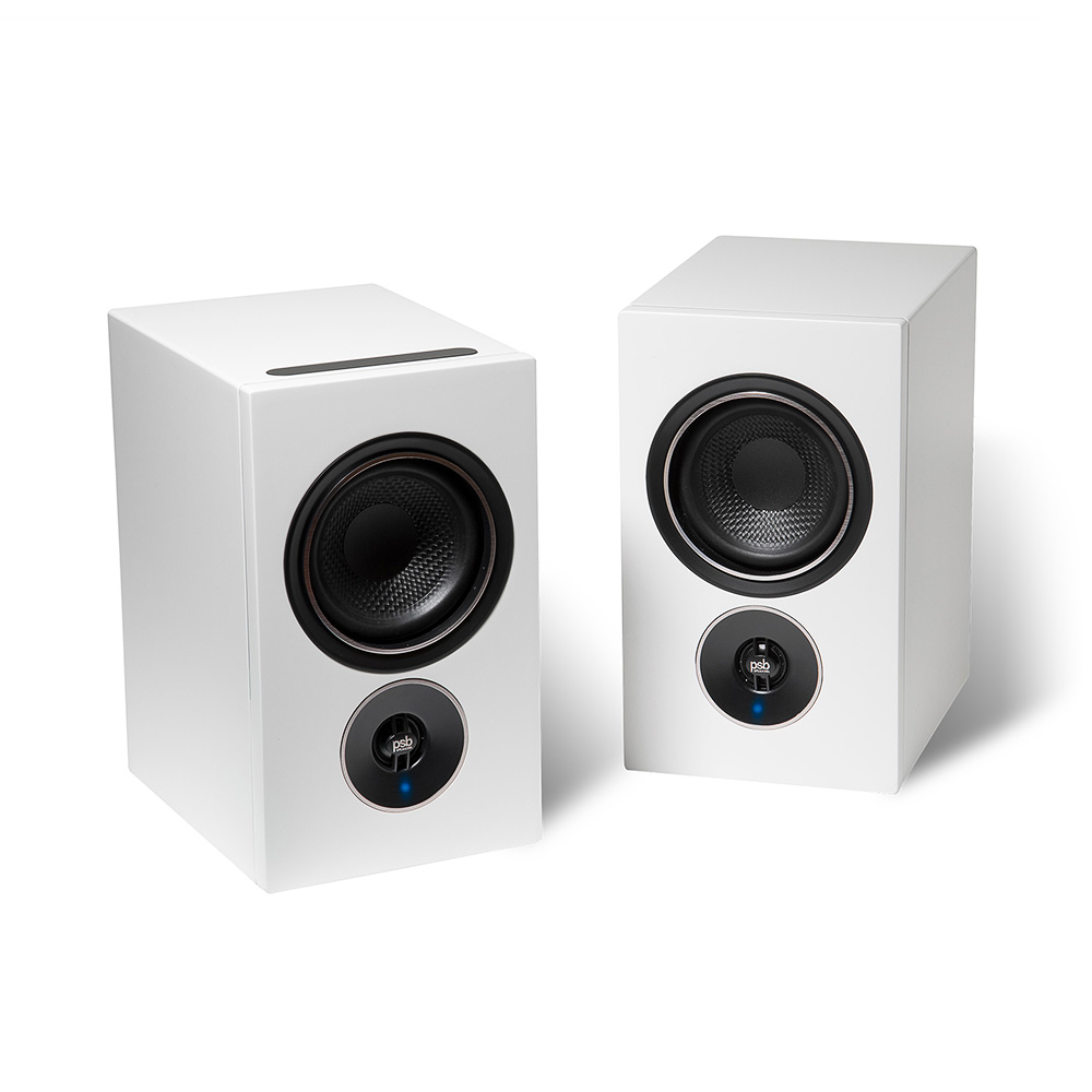 Enceintes bibliothèque PSB Speakers Alpha iQ blanc mat