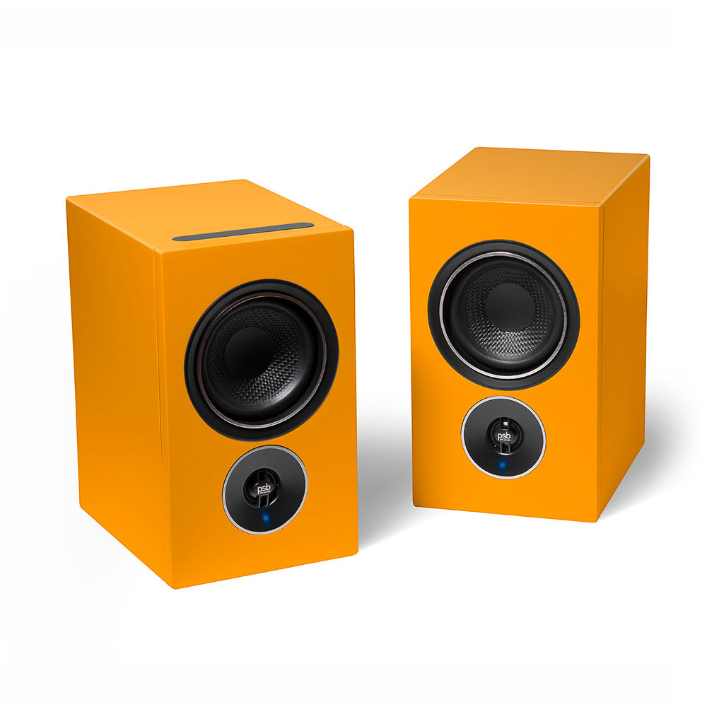 Enceintes bibliothèque PSB Speakers Alpha iQ orange hollandais