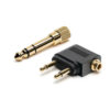 adaptateur d'avion double jack et adaptateur jack 6,35 mm doré