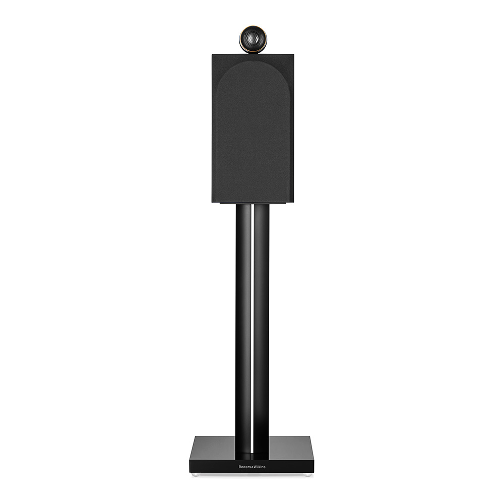 Enceinte bibliothèque Bowers & Wilkins 705 S3 Signature sur pied face avant finition Midnight Blue Metallic avec grille