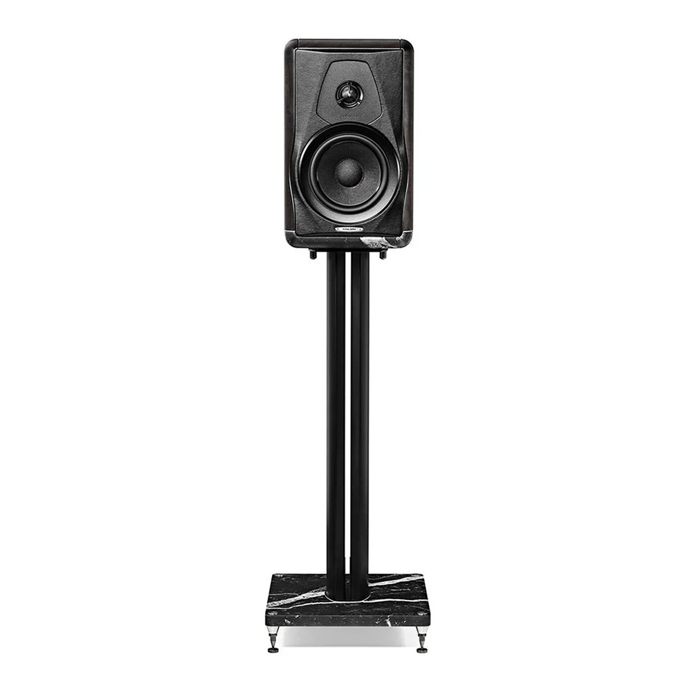 Enceinte bibliothèque Sonus faber Electa Amator III sur pied face avant finition noyer massif graphite