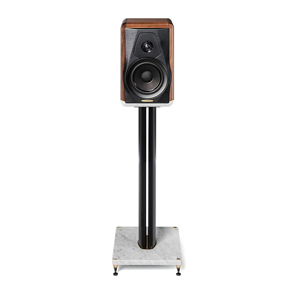 Enceinte bibliothèque Sonus faber Electa Amator III sur pied face avant finition noyer massif