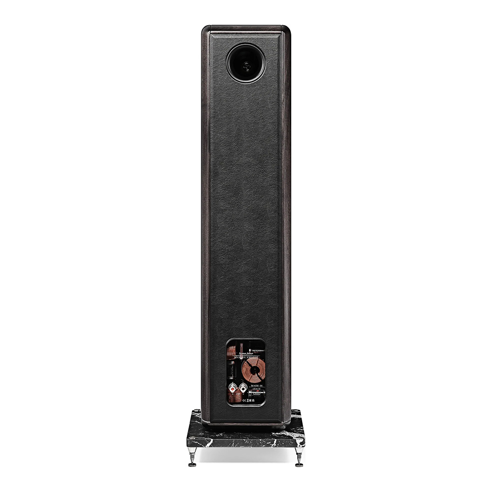 Enceinte colonne Sonus faber Maxima Amator face arrière finition noyer massif graphite