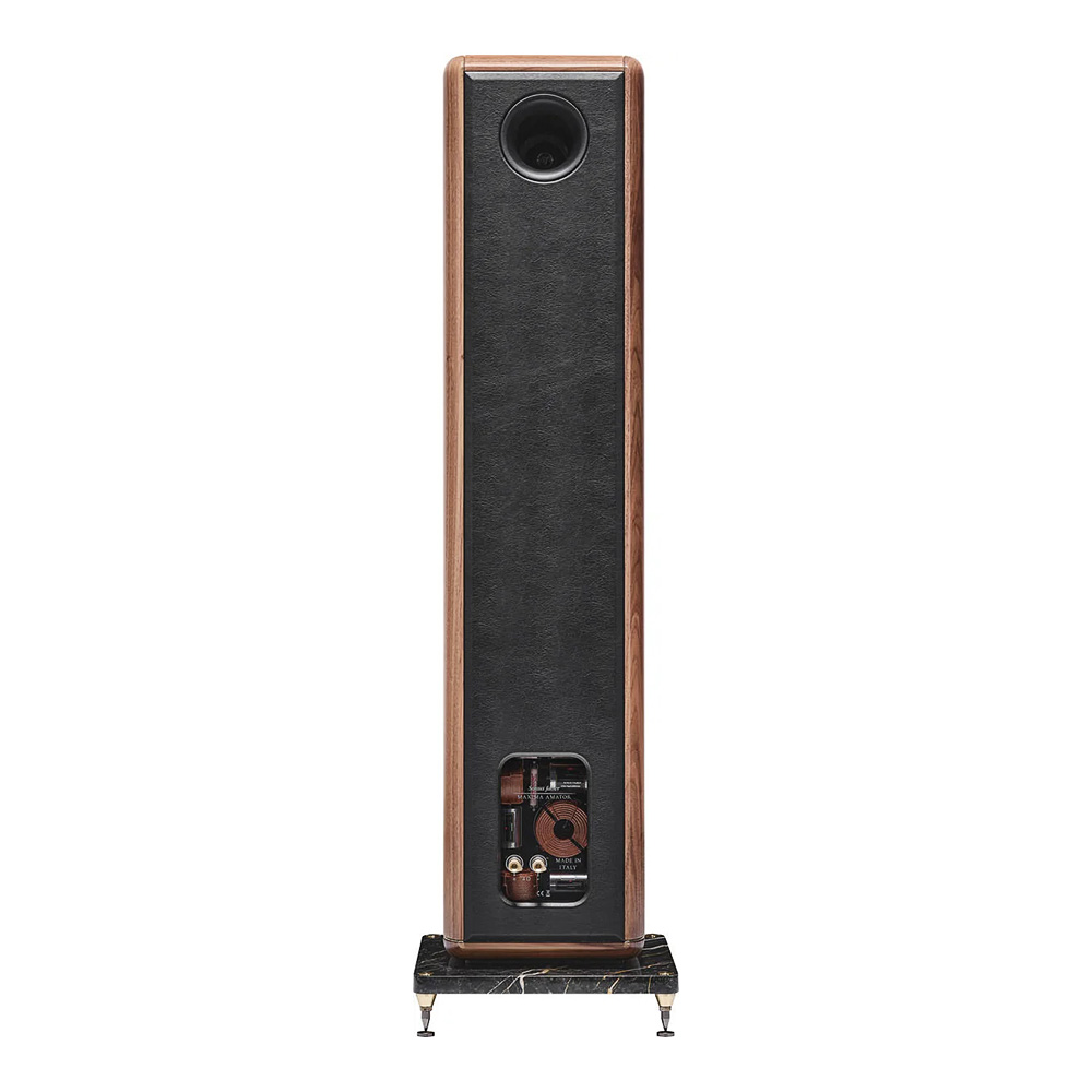 Enceinte colonne Sonus faber Maxima Amator face arrière finition noyer massif