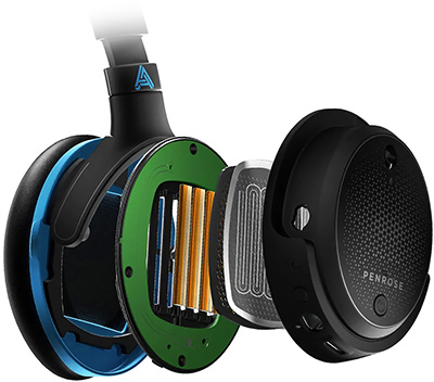 Gros plan sur les pilotes planaires du casque Audeze Penrose
