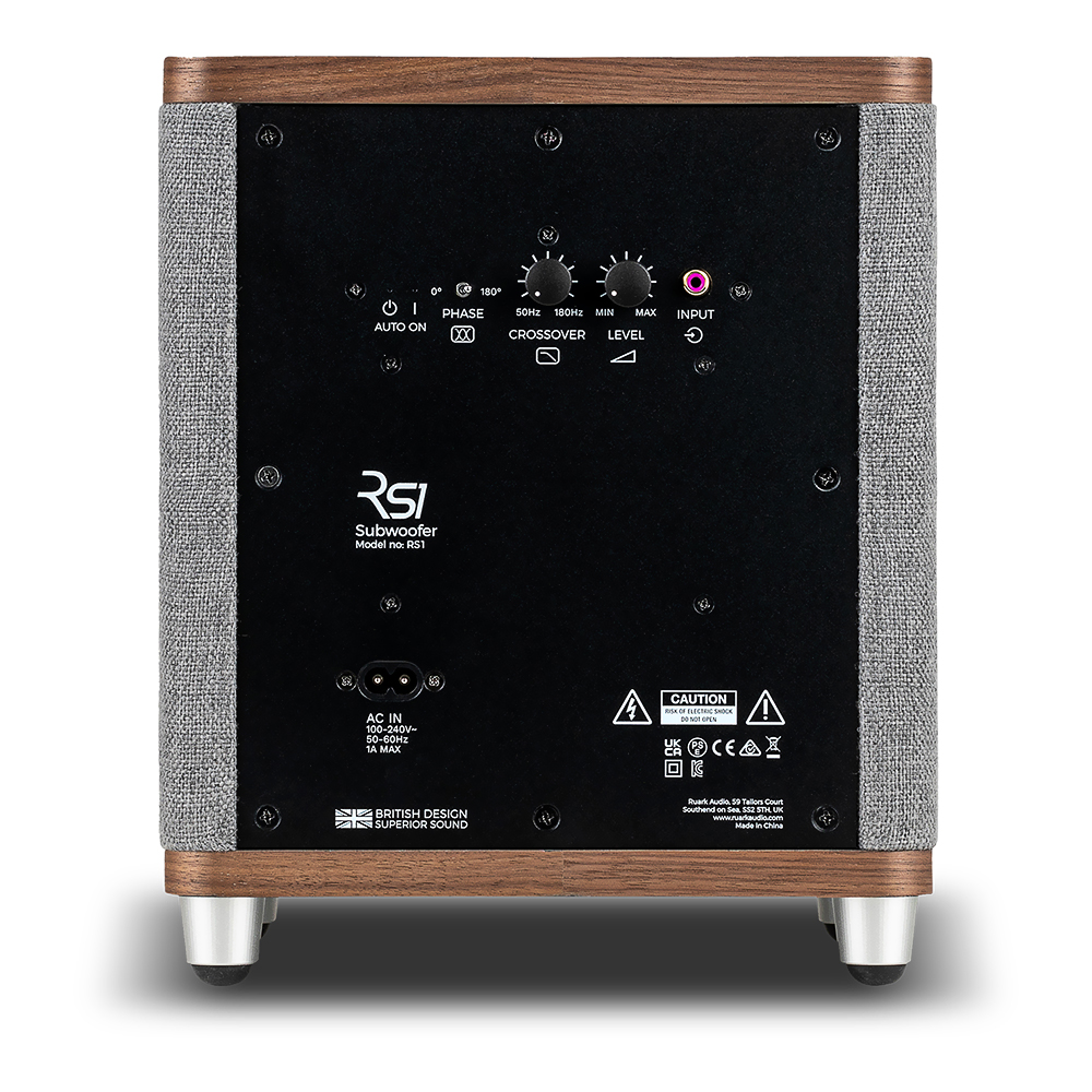 Caisson de basses Ruark Audio RS1 connectique et filtre