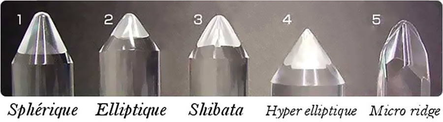 Différents profils de diamant pour cellules phono