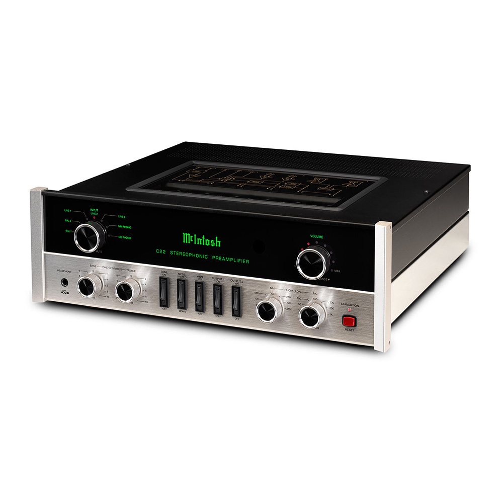 Préamplificateur à tubes McIntosh C22 Mk V vue oblique