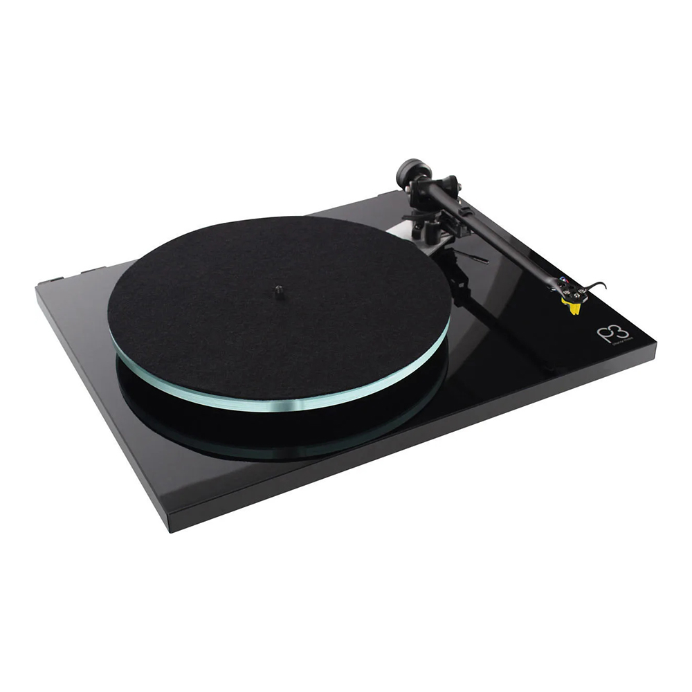 Rega Planar 3 noir laqué vue de coté