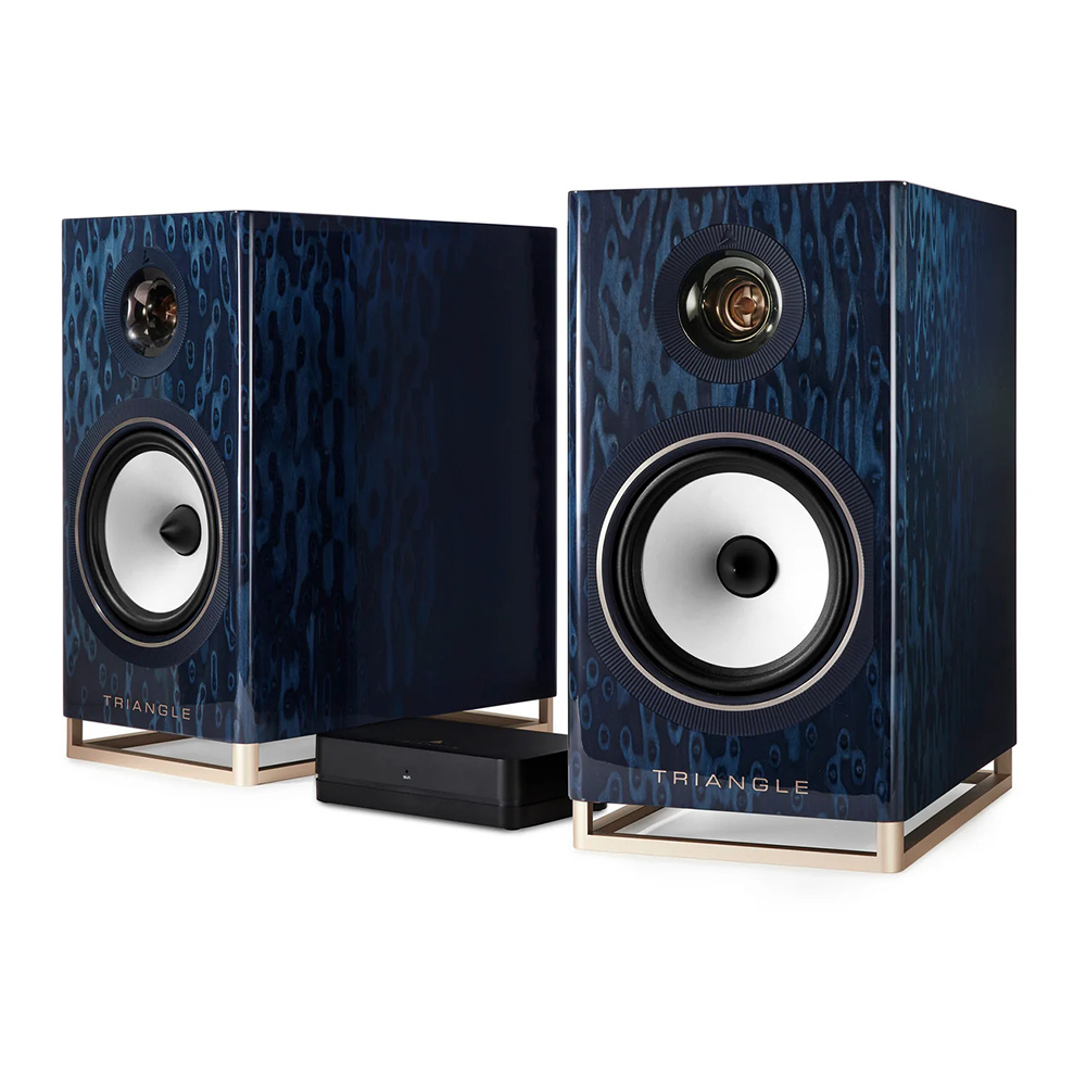 Enceintes Triangle Capella finition bleu astral vue 1