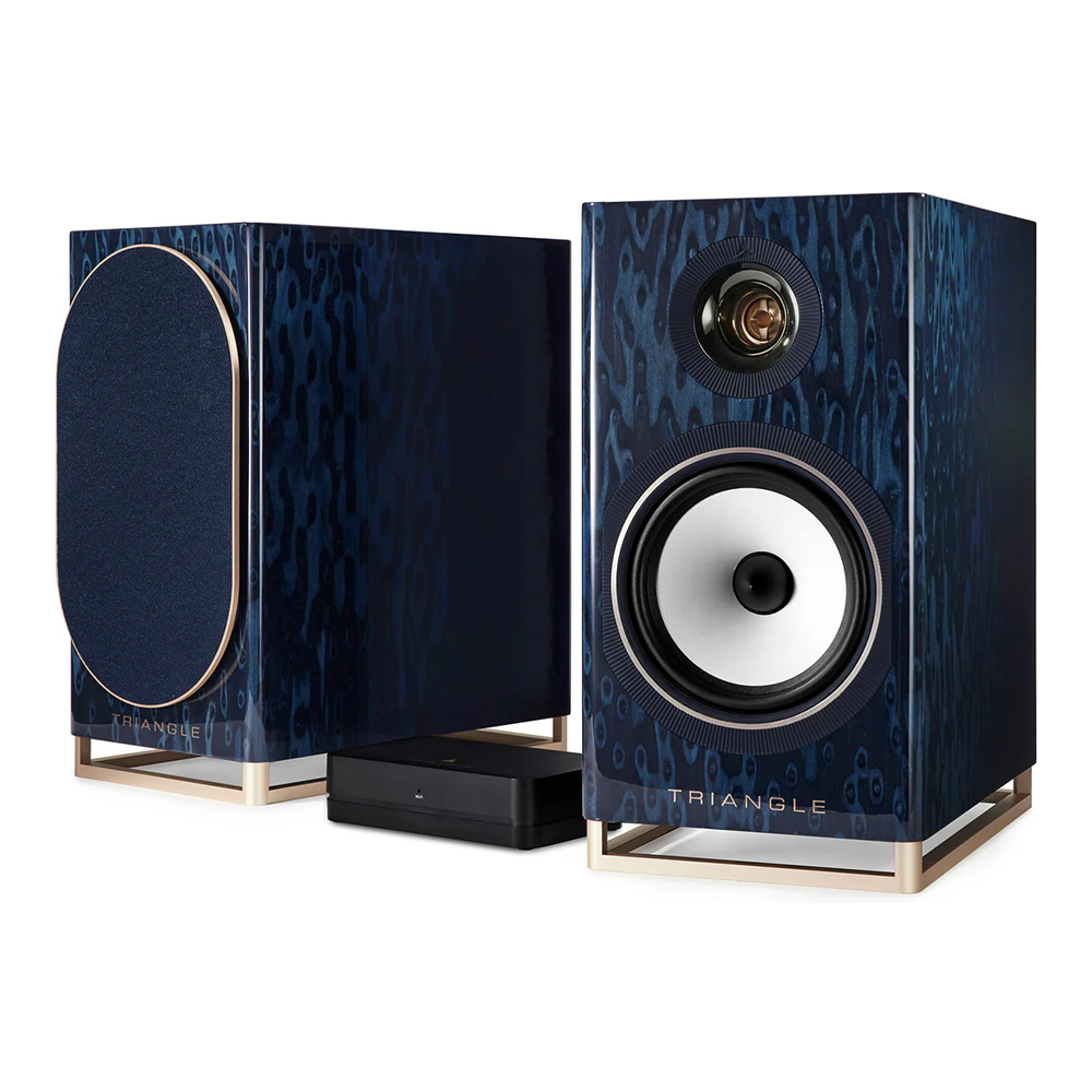 Enceintes Triangle Capella finition bleu astral vue 2