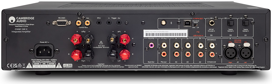 Entrées et sorties du Cambridge Audio CXA81 Mk II
