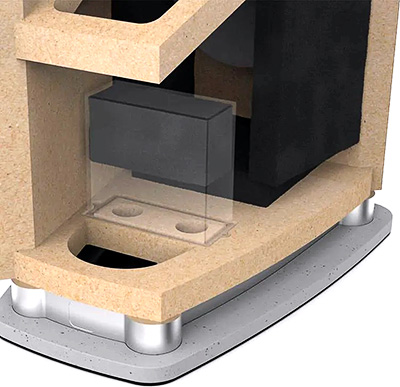 Technologie INTONO positionnée entre le conduit bass reflex et la chambre acoustique interne des Sonus faber Sonetto I G2