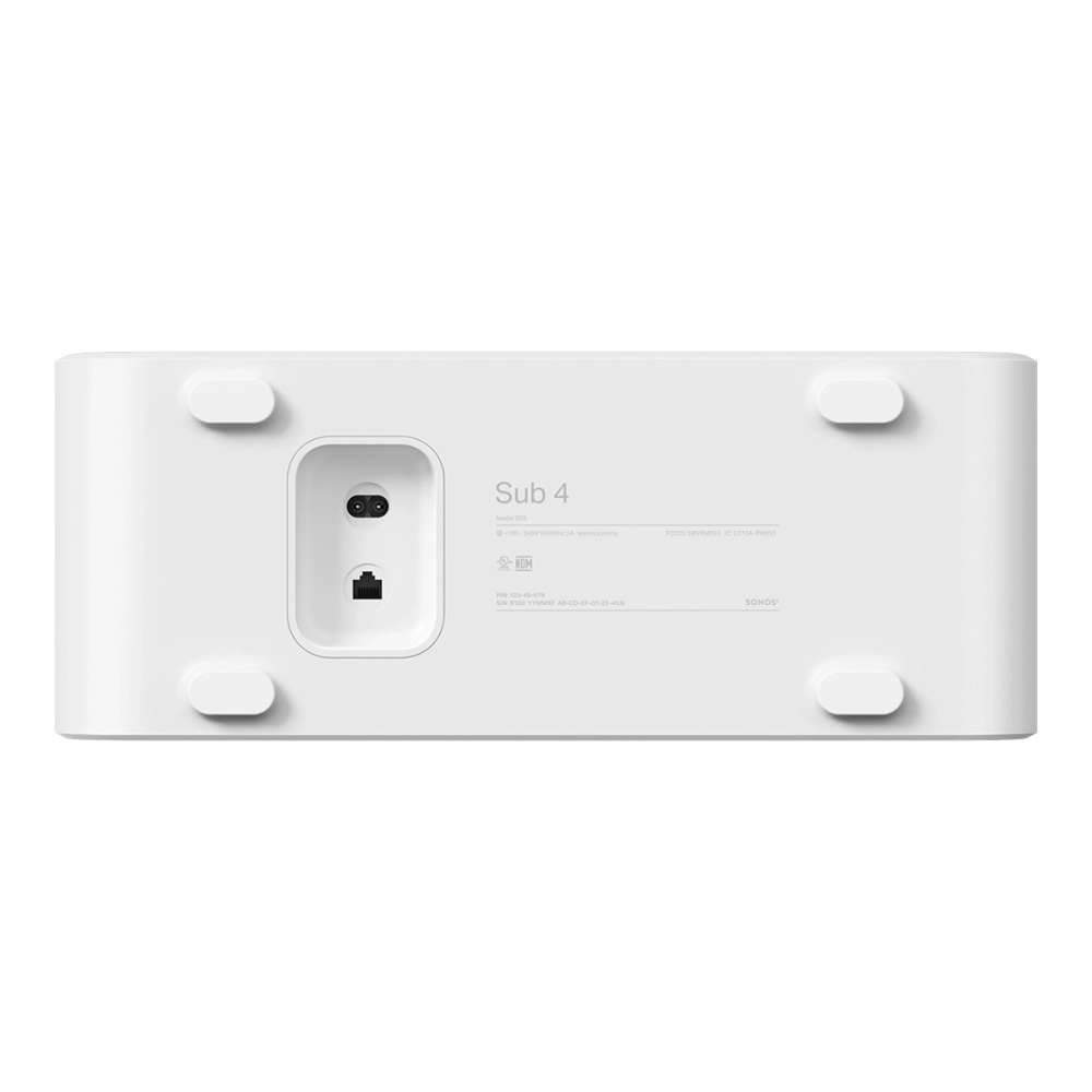 Caisson de basses sans fil Sonos Sub 4 blanc vu du dessous