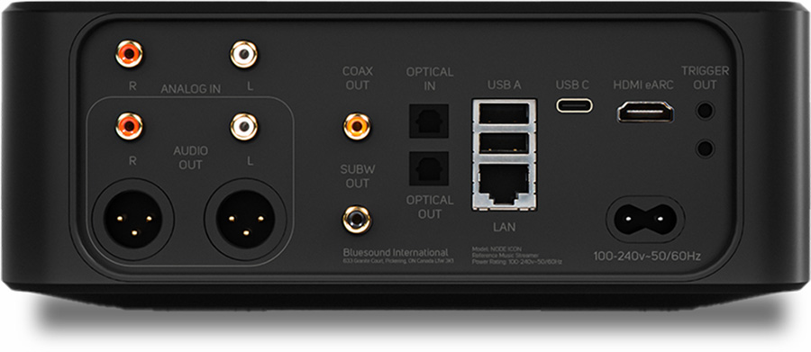 Connectique du Bluesound NODE ICON