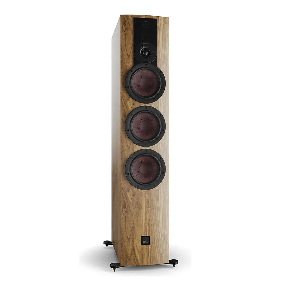 Enceinte colonne Dali Rubikore 8 Noyer vue oblique droite avant