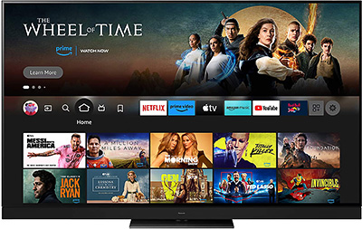 Interface Fire TV affichée sur le Panasonic TV 77Z93AEG