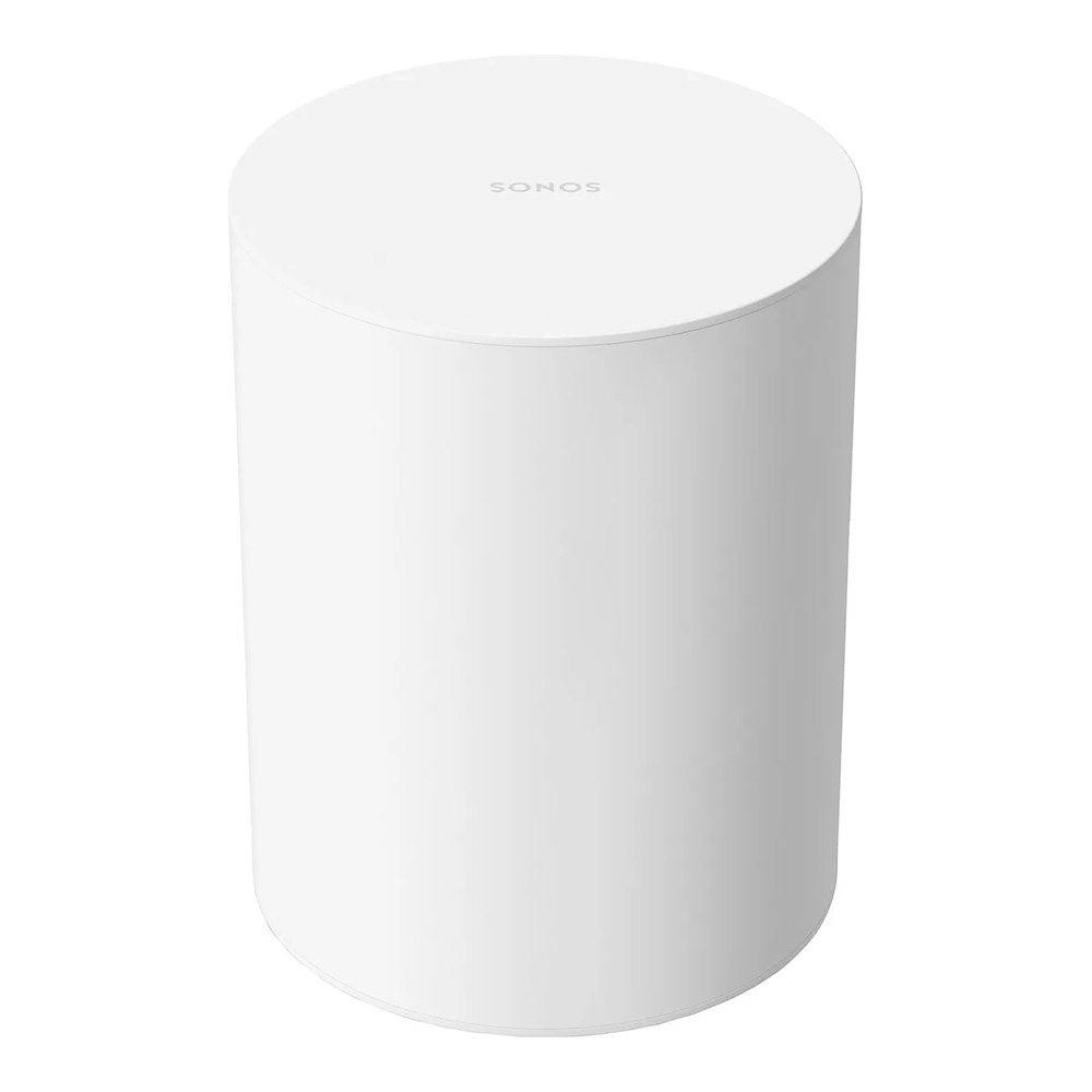 Sonos Sub Mini vue latérale inclinée blanc
