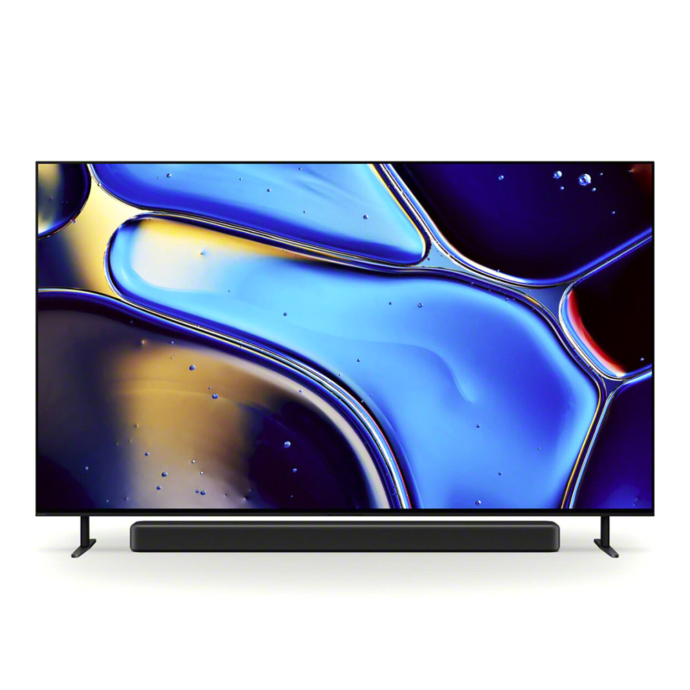 Televiseur OLED Sony Bravia K 65XR84A place au dessus dune barre de son