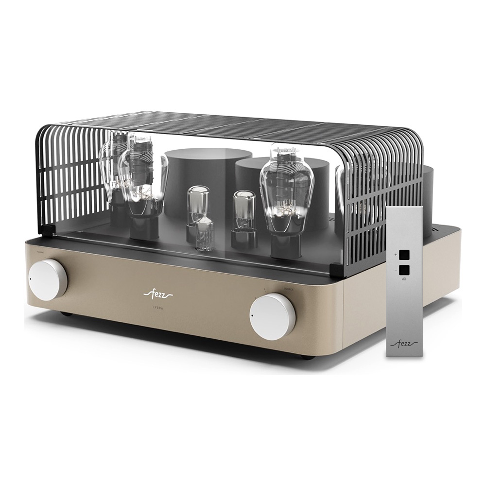 Amplificateur intégré à tubes Fezz Lybra 300B finition Sunlight avec grille amovible et télécommande