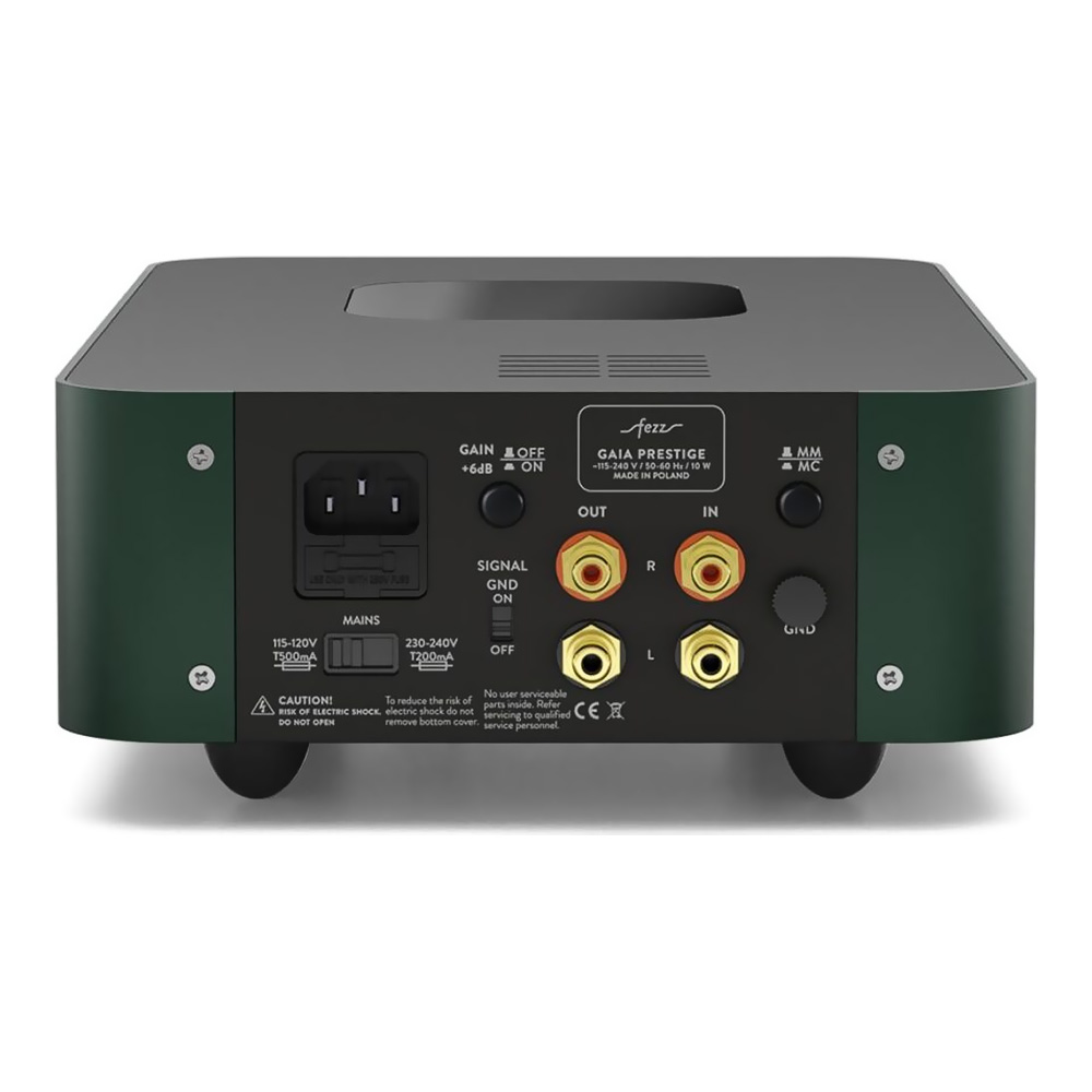 Préamplificateur phono Fezz Gaia Prestige finition EverGreen face arrière