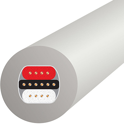 Vue interne du Wireworld Solstice 10 révélant ses trois conducteurs optimisés