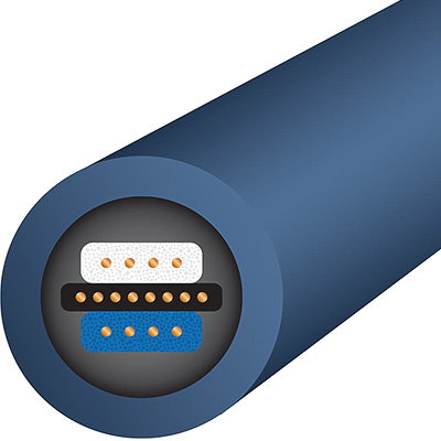 wireworld luna 10 coupe transversale montrant l’architecture tri dna helix avec conducteurs en cuivre ofc