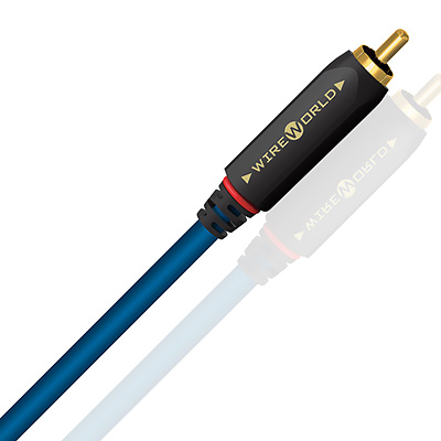 Gros plan sur le connecteur du Wireworld Stream 10 câble RCA avec conception optimisée et bague de maintien en silicone