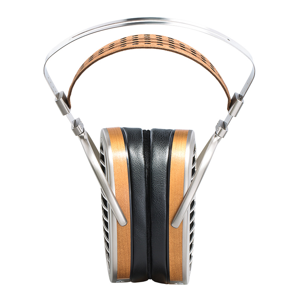 Hifiman HE1000 V2 Stealth vu de face avec structure en métal et arceau suspendu