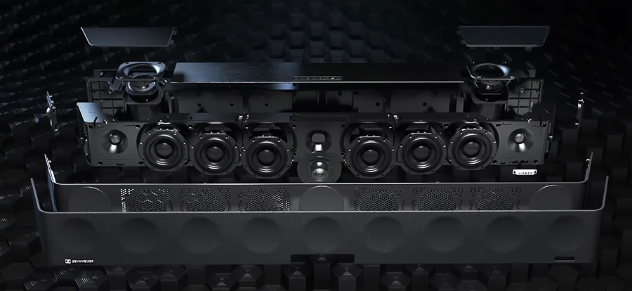 Vue éclatée de l’architecture sonore de la Sennheiser Ambeo SoundBar Max