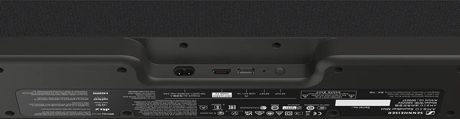 entrée HDMI eARC et port USB de la Sennheiser Ambeo Soundbar Mini